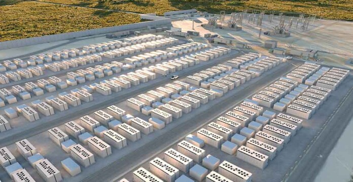 Rendered image of battery packs at Equis' Lower Wonga Battery site