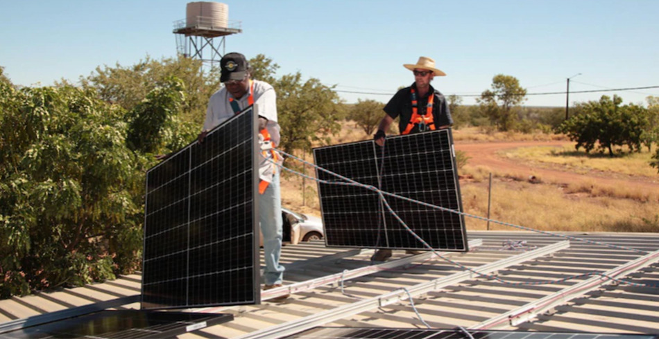 First-Nations Solar panels are installed in Marlinja, in the Northern Territory's Barkly Tablelands